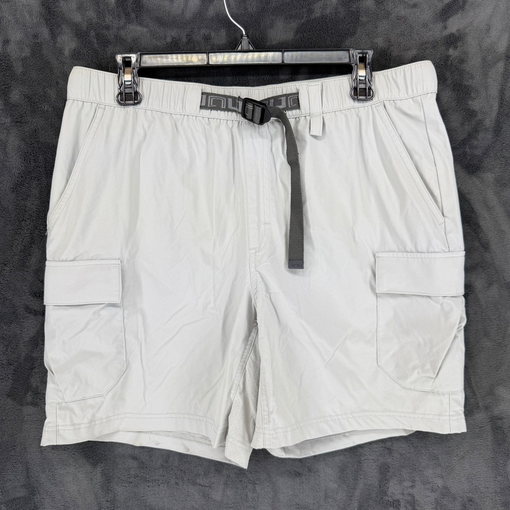 Huk Mens Gray Creekbed Cargo Fishing Shorts Integrated Belt‎ H2000204-034 Size L